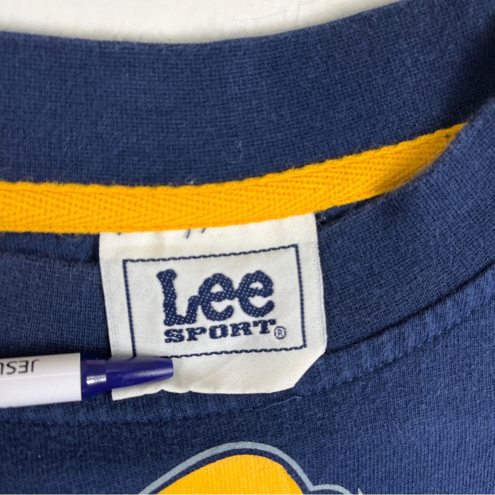 Buffalo Sabres Shirt Mens Medium Blue Yellow Long Sleeve Lee Sport Slug Logo - Picture 6 of 10